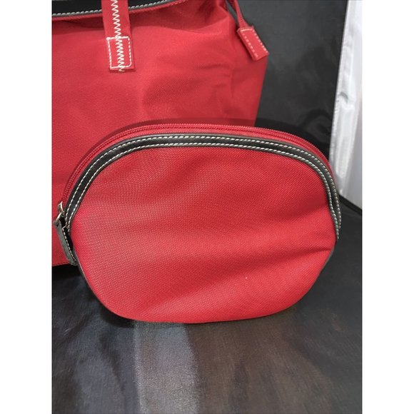 Maxx New York Large Woven Tote Shopper Red & Black Handbag and Cosmetic Bag - Picture 6 of 8